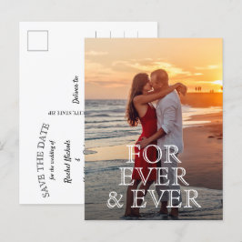 För alltid och alltid vit text Bröllop spara datum Meddelande Vykort