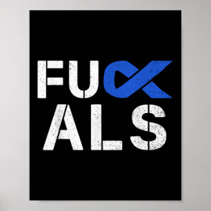 För Als Awareness Month Blue Ribbon Support Square Poster