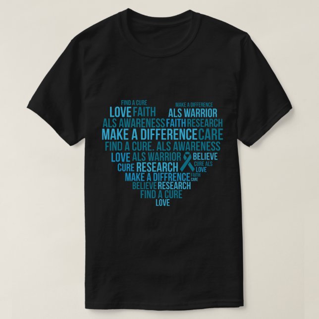 för ALS-medvetenhet i maj Blue Ribbon T Shirt (Design framsida)
