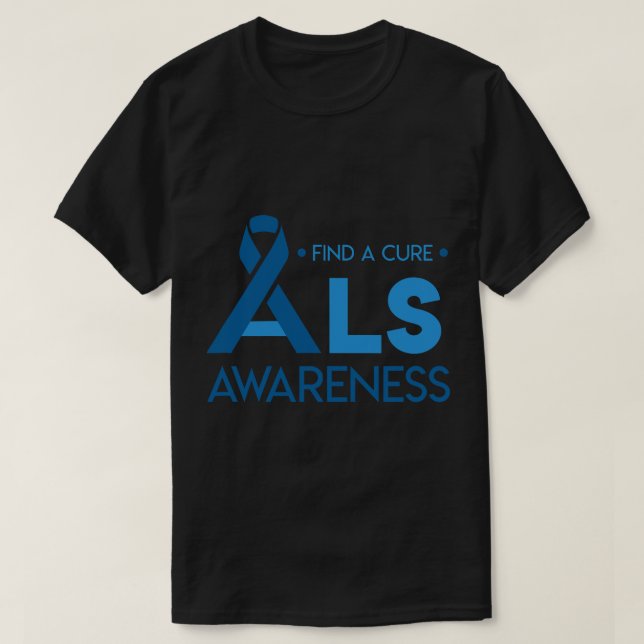 för ALS-medvetenhet i maj Blue Ribbon T Shirt (Design framsida)