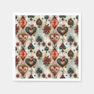 För älskare av kortspel. Spelkortssymboler. Pappersservett