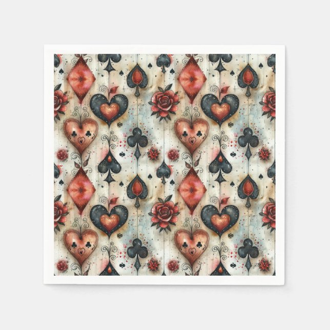 För älskare av kortspel. Spelkortssymboler. Pappersservett (Framsidan)