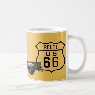 För amerikanlastbil för rutt 66 gammalt guld kaffemugg