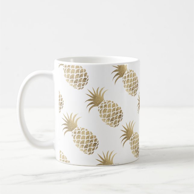 För ananaskaffe för chic elegant faux guld- tid kaffemugg (Vänster)