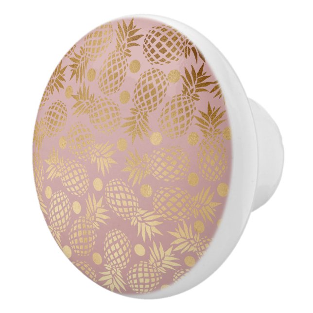 för ananasmönster för elegant faux guld- polka knopp (Höger)