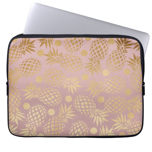 för ananasmönster för elegant faux guld- polka laptop fodral (Framsidan)