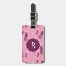 För ananastrianglar för sommar tropiskt rosa bagagebricka