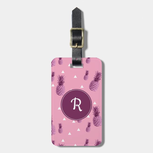 För ananastrianglar för sommar tropiskt rosa bagagebricka (Vertikal Framsida)