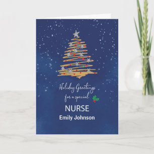 För Anpassade Namn i Nurse Julgran Kort