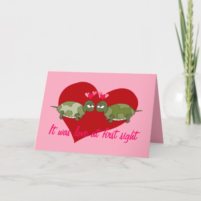 För anpassadevalentin för två sköldpaddor helgkort (Framsida)