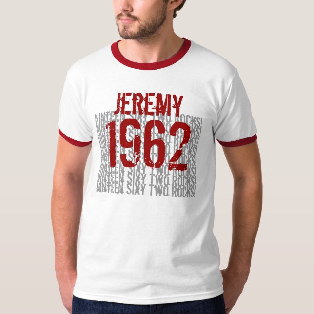 För anpassningsbarnamn för 1962 stenar födelsedag t-shirt (Framsida)