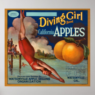 För Apple för flicka för KRW-vintagedykning Poster