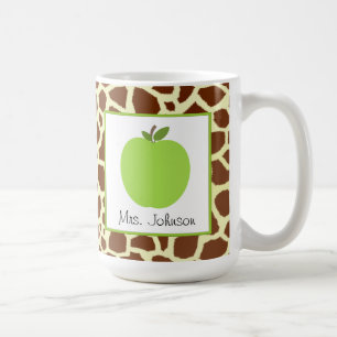 För Apple för läraremugggrönt tryck giraff Kaffemugg