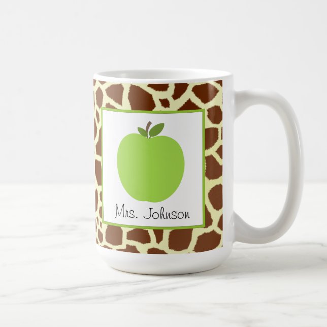 För Apple för läraremugggrönt tryck giraff Kaffemugg (Höger)