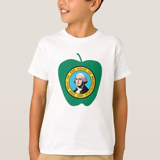 För Apple för roligt grön flagga stat Washington Tee Shirt (Framsida)