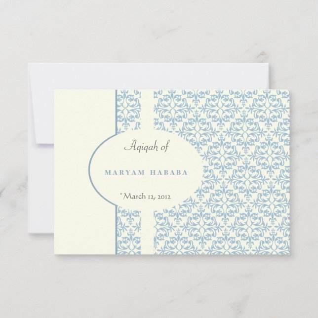 För Aqeeqa Aqiqah för islam islamiska damastast Inbjudningar (Framsida)