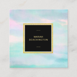 För AquaMint för *~* pastellfärgad abstrakt för Fyrkantigt Visitkort