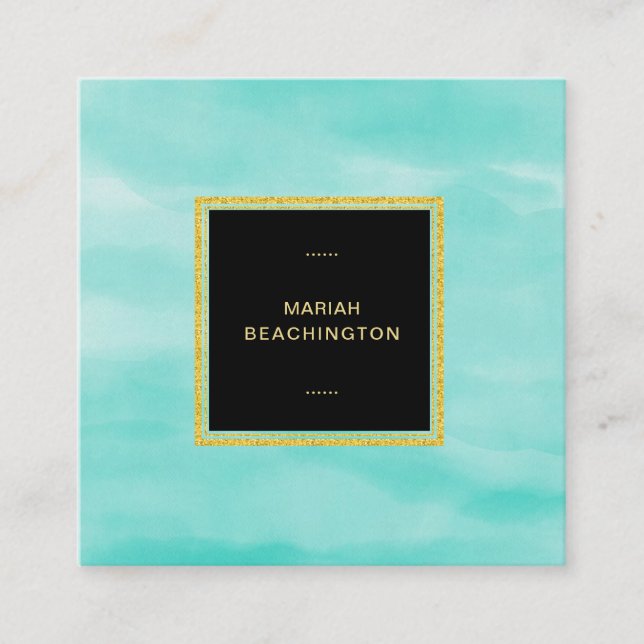 För Aquaminten för *~* skummar det pastellfärgade Fyrkantigt Visitkort (Framsida)