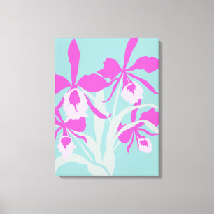 För aquaorchid för grafisk modern blomma canvastryck