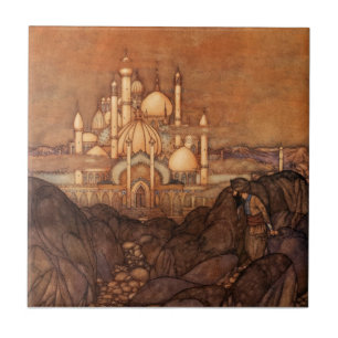 För arab för Edmund Dulac på nätterna 1900s f Kakelplatta