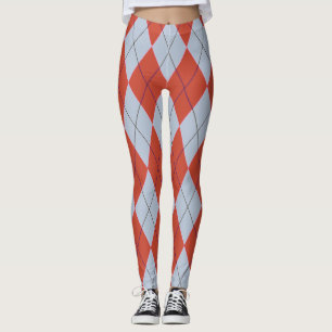 För Argyle för röd blåttdiamant damasker Leggings
