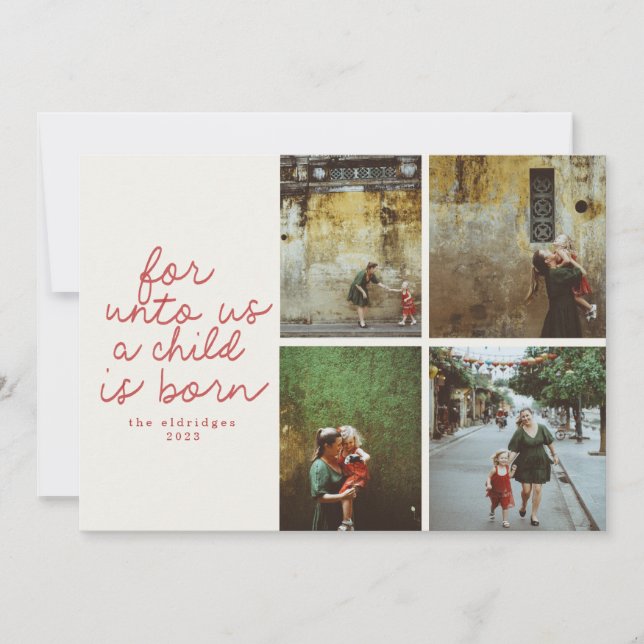 För Åt oss Modern Religiösa julfotkort Inbjudningar (Framsida)