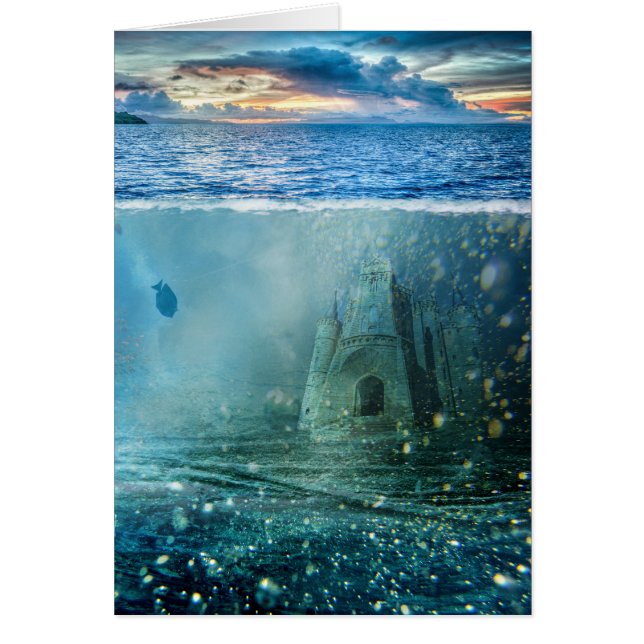För Atlantis för nätt hav slott undervattens- Hälsningskort (Framsidan)