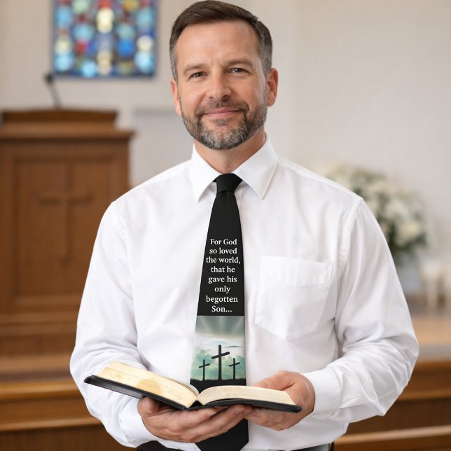 För att Gud så älskade världen Kristna kors Svart Slips (Skapare uppladdad)