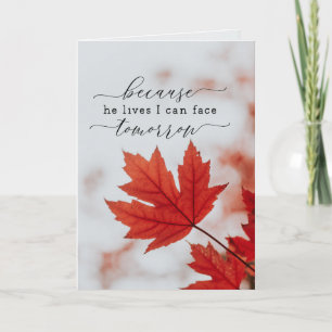 För att han lever kan jag Ansikte i morgon Hymn Kort