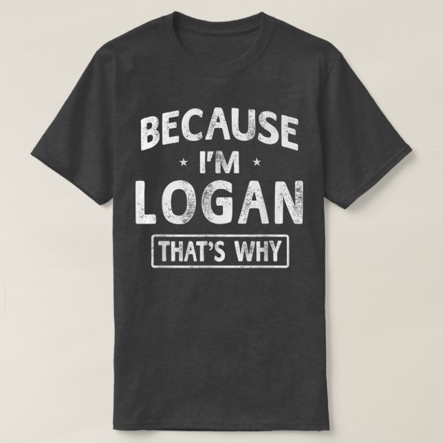 För att jag är Logan-Noveltyn Gissar Namn Manar T Shirt (Design framsida)