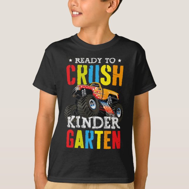 För att krossa Kindergarten Boy Monster Lastbil ti T Shirt (Framsida)