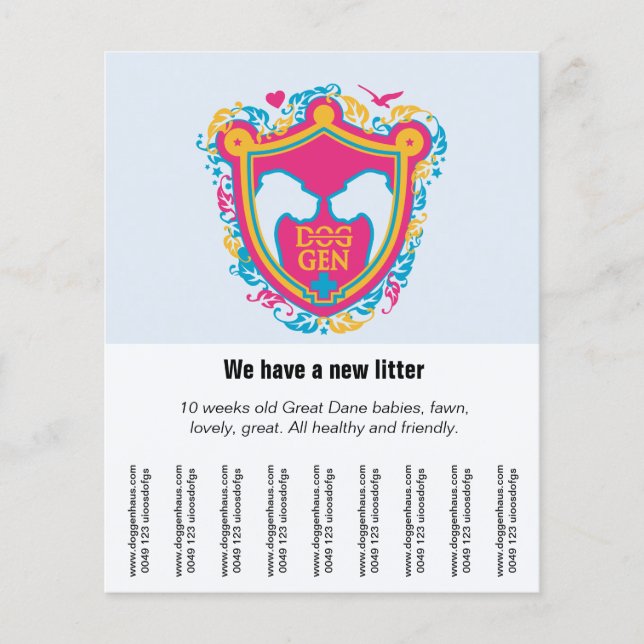 För att sälja Great dane Flygblad (Framsidan)