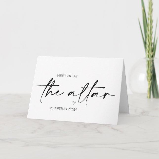 För att träffa mig på Bröllopsdag Bride på Altar Kort (Framsida)