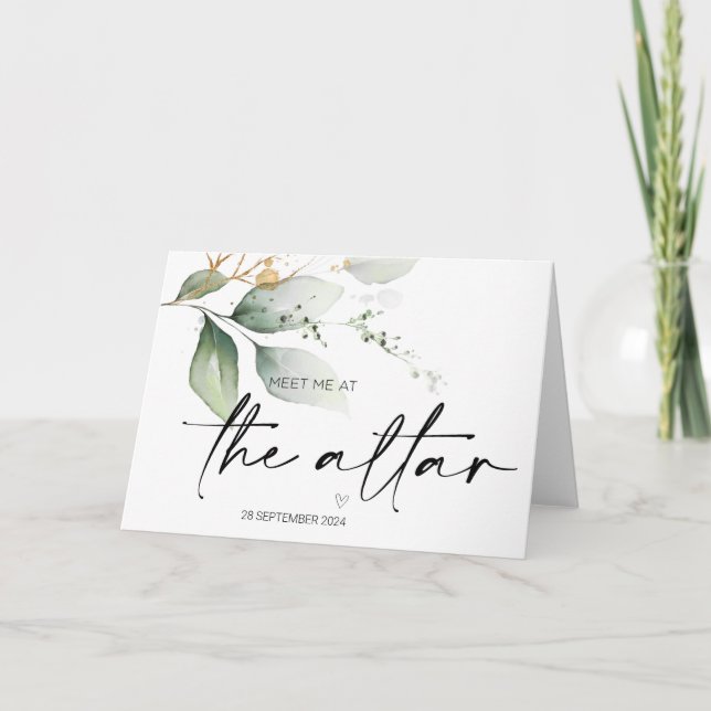För att träffa mig på Bröllopsdag Bride på Altar Kort (Framsida)