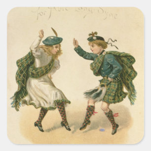 För Auld Lang Syne - en högergod jul Fyrkantigt Klistermärke
