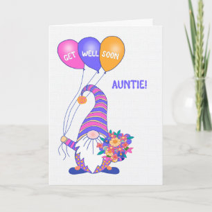För Auntie Get well Gnome Bubblings Flocards Card Kort