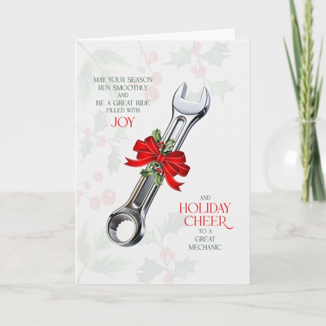 for Auto Mechanic Wrench Themed Business Cheer Helgkort (Framsida)