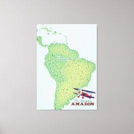 För äventyr Amazonas regnskog Brasilien karta Canvastryck