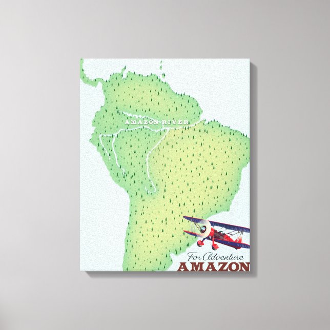 För äventyr Amazonas regnskog Brasilien karta Canvastryck (Framsida)
