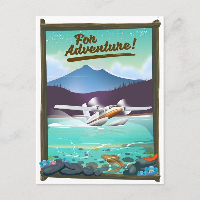 För äventyr! Sjöflygplansreseposters Vykort (Framsida)