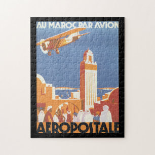 För Avion för AuMaroc Par affisch vintage resor Pussel