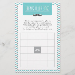 För baby showerBingo för mustasch/lite mankort f Brevpapper
