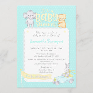 För baby showerinbjudan för gender neutral Mint Inbjudningar