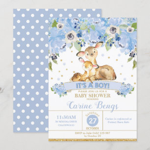 För baby showerinbjudan för hjort blom- pojke inbjudningar