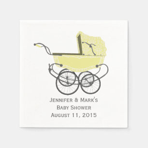 För baby showerpapper för gul Pram beställnings Pappersservett