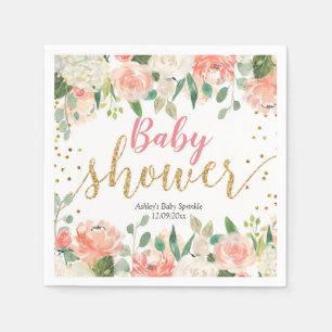 För baby showerpapper för persika blom- servett