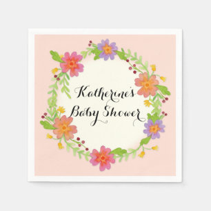 För baby showerparty för vattenfärg modern blom pappersservett