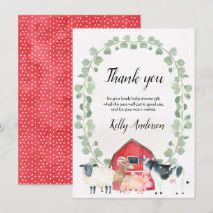 För baby showertack för lantgård Themed kort