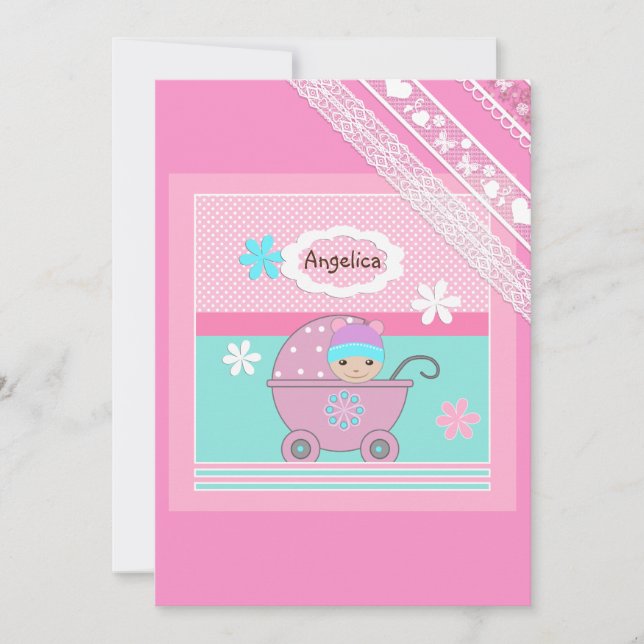För babyflicka inbjudningar (Framsida)