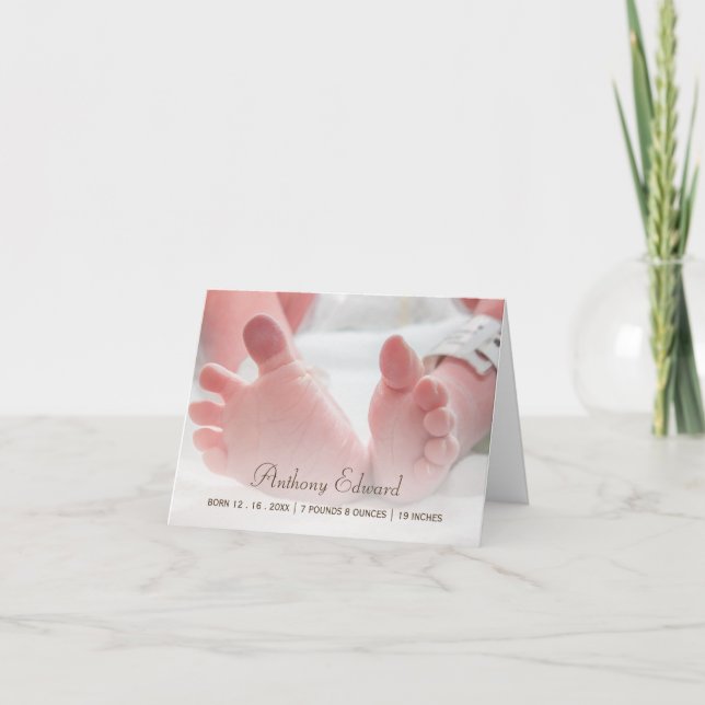 För babyfot för elegantt foto nyfött meddelande (Framsida)